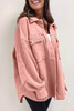 Peach Blossom Exposed Seam Elbow Patch Oversized Shacket