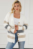 Multicolor Striped Print Fuzzy Cardigan