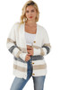 Multicolor Striped Print Fuzzy Cardigan