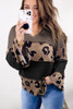Multicolour Colorblock Patchwork V-Neck Loose Sleeve Knit Top