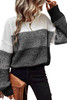 Black Color Block Drop Shoulder Ribbed Trim Sweater