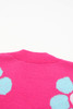 Strawberry Pink Floral Print Button up Knitted Cardigan Strawberry Pink Floral Print Button up Knitted Cardigan