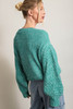 Sea Green Cable Knit Sleeve Drop Shoulder Sweater