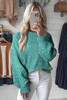 Sea Green Cable Knit Sleeve Drop Shoulder Sweater