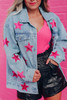 Light Blue Sequin Star Flap Pocket Denim Jacket