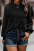Black Lace Long Sleeve Textured Pullover
