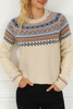 Multicolor Vintage Geometric Detail Round Neck Sweater