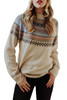 Multicolor Vintage Geometric Detail Round Neck Sweater