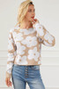 Light French Beige Flower Pattern Cropped Sweater