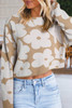 Light French Beige Flower Pattern Cropped Sweater