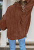 Coffee Textured Corduroy Puff Sleeve Shacket