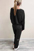 Black Stars Print Long Sleeve Drawstring High Waist Lounge Set