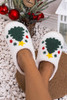White Fuzzy Christmas Tree Pattern Home Slippers White Fuzzy Christmas Tree Pattern Home Slippers