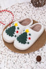 White Fuzzy Christmas Tree Pattern Home Slippers