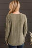 Jungle Green V Neck Buttoned Ribbed Knit Top