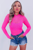 Rose Rhinestone Mesh Long Sleeve Bodysuit Rose Rhinestone Mesh Long Sleeve Bodysuit
