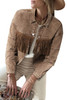 Brown Rhinestone Fringed Cowgirl Fashion Denim Jacket