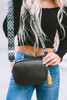 Black Geometric Print Strap Tassel Shoulder Bag 20*6*16cm Black Geometric Print Strap Tassel Shoulder Bag 20*6*16cm