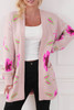 Floral Print Pocketed Open Front Cardigan