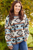 Multicolour Aztec Knit Drop Shoulder Plus Size Sweater