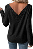 Black Floral Lace Splicing Eyelet Long Sleeve Top