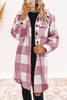 Rose Tan Plaid Button-Down Flap Pocket Long Shacket