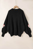 Black Sequined Santa Clause Bishop Sleeve Sweater