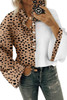 Khaki Leopard Contrast Half Button Casual Blouse