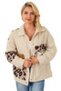 Beige Leopard Patchwork Snap Buttons Sherpa Jacket