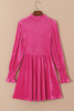 Rose Frilled Neck Smocked Bodice Velvet Dress