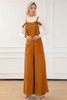 Brown Knotted Straps Patch Pocket Wide Leg Jumpsuit