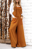 Brown Knotted Straps Patch Pocket Wide Leg Jumpsuit