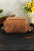 Chestnut Woven Textured Leather Single Shoulder Bag