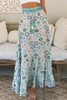 Sky Blue Boho Floral Print Maxi Skirt