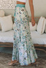 Sky Blue Boho Floral Print Maxi Skirt