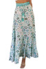 Sky Blue Boho Floral Print Maxi Skirt