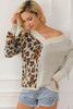Leopard Color Block V Neck Drop Shoulder Knit Sweater Leopard Color Block V Neck Drop Shoulder Knit Sweater