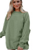 Green Ribbed Corded Oversized Sweatshirt