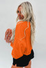 Orange Game Day Lettering Rugby Notched Neck Sweatshirt
