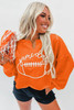 Orange Game Day Lettering Rugby Notched Neck Sweatshirt
