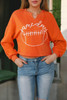Orange Game Day Lettering Rugby Notched Neck Sweatshirt