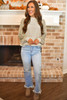 Apricot Leopard Print Long Sleeve Ribbed Knit Blouse