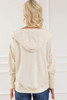 Apricot Half Buttoned Ribbed Trim Loose Fit Pullover Hoodie