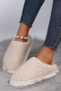 Pale Khaki Two-tone Knitted Warm Homewear Slippers