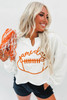 Bright White Game Day Lettering Rugby Notched Neck Sweatshirt