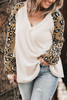 Beige Printed Plus Size Waffle Knit Contrast Leopard Long Sleeve Top Beige Printed Plus Size Waffle Knit Contrast Leopard Long Sleeve Top