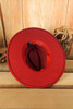 Fiery Red Aztec Embroidery Retro Flat Fedora Hat