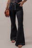 Black High Waist Button Front Flare Jeans