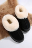 Black Plush Suede Trim Thick Sole Flat Snow Boots