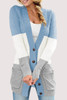 Blue Front Pocket and Buttons Closure Cardigan